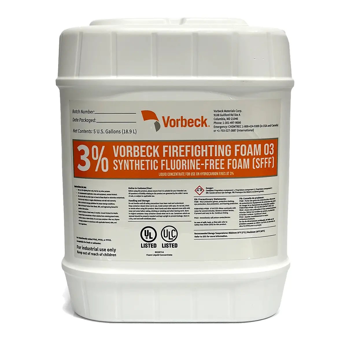 Vorbeck Firefighting O3™ Class B Foam