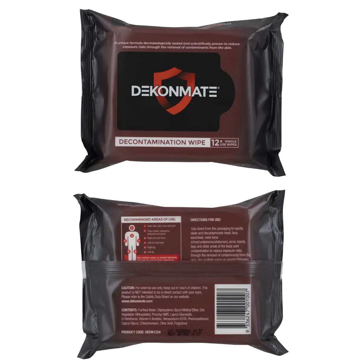 Dekonmate® Decontamination Skin Wipes - 12 Wipes per Pack - 24 Packs per Case