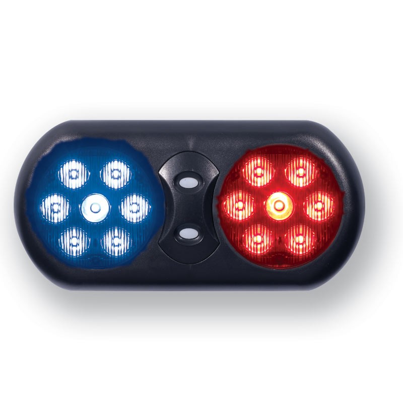 Visor LED Flip Light - Red/Blue Outer Lens - Red/Blue LED