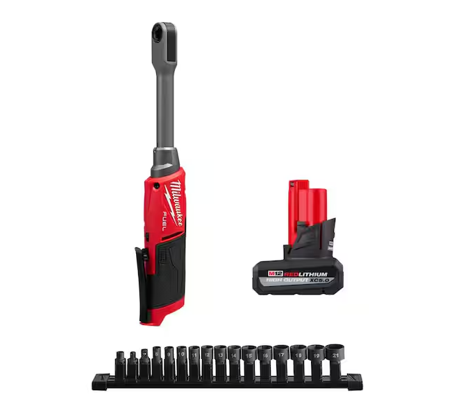 M12 FUEL INSIDER 12V Lithium-Ion 1/4 in.-3/8 in. Brushless Cordless Ratchet Extended Reach Box Ratchet w 5. 0Ah Battery