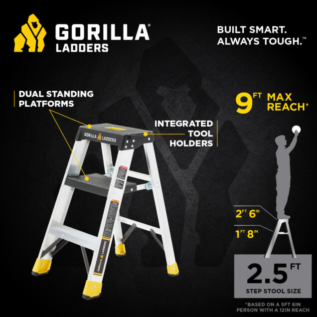 2.5 ft. Heavy-Duty Aluminum PRO Dual Platform Ladder